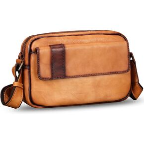 IVTG Genuine Leather Messenger Bag for Men Crossbody Shoulder Bag Casual Sling Daypack Business Work Daily Purse Satchel