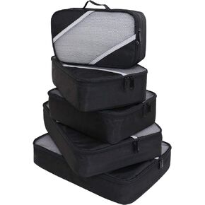 Packing Cubes for Travel 5 Set - Compression Luggage Organizers Bags, 3 Various Sizes