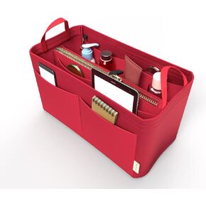 Purse Organizer Insert Handbag Tote Felt Organizer Bag in Bag Shaper Fit Neverfull Speedy Graceful MM GM (Large, RED)