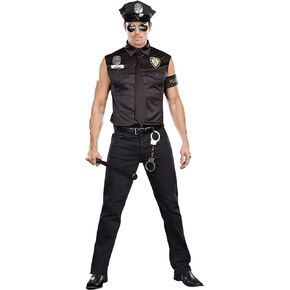 Dreamgirl Adult Mens Dirty Cop Officer Costume, Dirt Cop Officer Ed Banger Halloween Costume