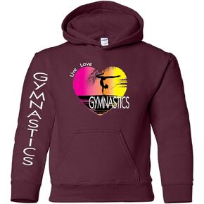 ALLNTRENDS Kids Youth Hoodie Gymnastics Pink Print Love Sport Girly Gymnast