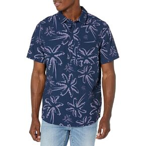 Oakley Unisex Adult Deco Palms Rc Short Sleeve Button Down Henley Shirt, Three Lines Palms Blue, XX-Large US