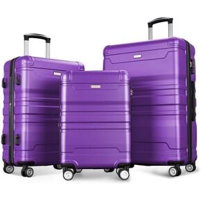 Luggage Sets New Model Expandable ABS Hardshell 3pcs, Hardside Lightweight Durable Suitcase sets Spinner Wheels Suitcase with TSA Lock 20"24"28"(Sky Blue)