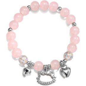 Kitty Bracelet Cute Cartoon Elastic Bead Bell Bracelet，Gift for Women and Her