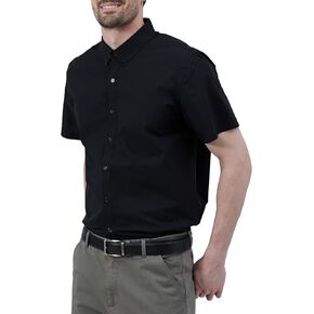 Men's Short Sleeve Dress Shirt Poplin Solid Regular Fit S-4XL