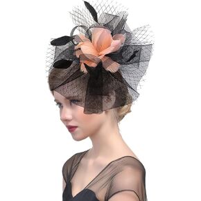 Kentucky Derby Pillbox Hat Wedding Flower Cocktail Mesh Church Fascinators Hat for Women Tea Party