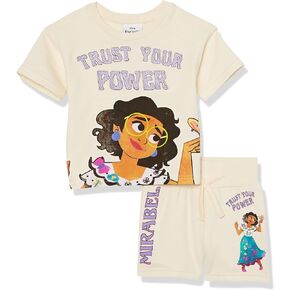 Disney Girls Encanto Mirabel French Terry - Tee & Short Set, Ivory, 4-5 US in Saudi Arabia
