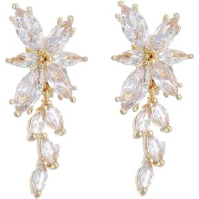 Marquise Cubic Zirconia Bridal Clip On Earrings, Non Pierced Wedding Earrings for Brides Bridesmaids