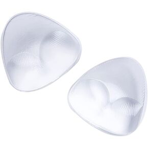 1 Pair Silicone Bra Inserts Waterproof Breast Enhancers Triangle Push Up Booster Pads for Swimsuit and Bikini (Transparent)