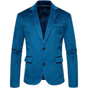 Lars Amadeus Velvet Blazers for Men's Solid Color Two Button Formal Suede Sports Coats