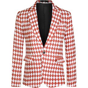 Lars Amadeus Argyle Blazer for Men's Slim Fit Checked Formal Business Plaid Sports Coat