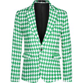 Lars Amadeus Argyle Blazer for Men's Slim Fit Checked Formal Business Plaid Sports Coat