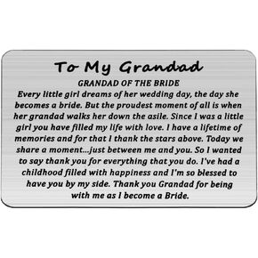Grandad of the Bride Gift To My Grandad on My Wedding Day Wallet Card Grandfather Wedding Gift (Grandad of the Bride Wallet Insert)