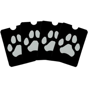 GRAPHICS & MORE Paw Print Dog Cat White on Black Credit Card RFID Blocker Holder Protector Wallet Purse Sleeves Set of 4