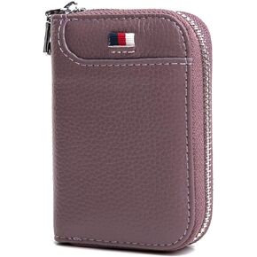 Genuine Leather Credit Card Holder RFID Credit Card wallet(Purple)