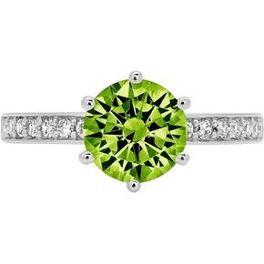 Clara Pucci 2.06 Brilliant Round Cut Solitaire Stunning Genuine Flawless Natural Green Peridot Gem Designer Modern Accent Ring Solid 18K White Gold