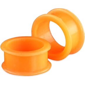 Pair 1-1/8" (28MM) ORANGE SILICONE FLAT FLARE TUNNELS Double Flare Gauges Thin Soft Flexible Flesh Plugs (2pcs)