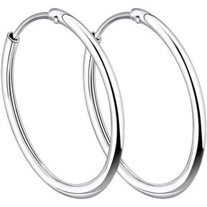 YL Hoop Earrings 925 Sterling Silver Polished Circle Endless Earrings Hoops Diameter Jewelry 9,13,15,20,30,35,50mm