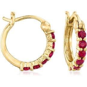 RS Pure by Ross-Simons 0.40 ct. t.w. Ruby Huggie Hoop Earrings in 14kt Yellow Gold