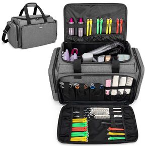 BAFASO Large Capacity Hairdresser Bag with Adjustable Dividers, Travel Barber Case Holds Various Hair Cutting Tools (NO ACCESSORIES), Black
