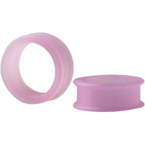 Pair 00G (10MM) PURPLE SILICONE FLAT FLARE TUNNELS Double Flare Gauges Thin Soft Flexible Flesh Plugs (2pcs)