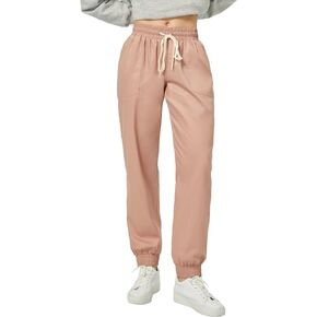 Women's Joggers Pants Woven Elastic Tapered Running Sweatpants Stretch Drawstring Waist with Pockets