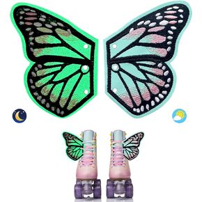 GR GLAMRAY Glow in The Dark Butterfly Wings for Roller Skate Shoes Boots, Roller Skate Accessories for Women Girls
