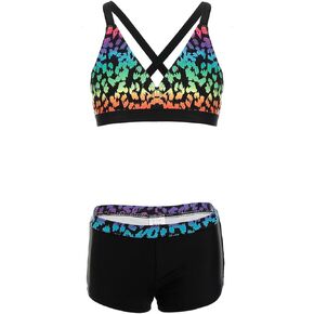 Dayu Girls' Boyshort Tankini Swimwear Beach Sport 2 Piece Swimsuits