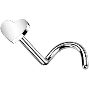 Pierced Owl - 18-20GA G23 Implant Grade Titanium Heart Shape Top Threadless Push in Nose Screw