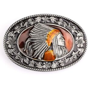 Native American Indian Chief Belt Buckle, Indian Warrior Chief Head Tribal Filigree Western Cowboy Oval Belt Buckle in Kuwait