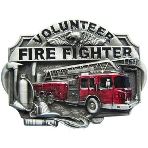 JEAN'S FRIEND Vintage Style Fire Truck FireFighter Enamel Belt Buckle also Stock in the US