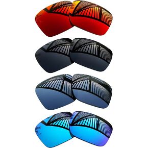 4 Pairs Replacement Lenses for Oakley TwoFace OO9189 / TwoFace Asian Fit (AF) OO9256 Sunglasses - Solid Black+Titanium+Ice Blue+Fire Red