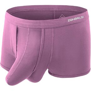 ZONBAILON Men's Dual Pouch Underwear Short Leg Bulge Boxer Briefs Separated Pouch Modal Trunks