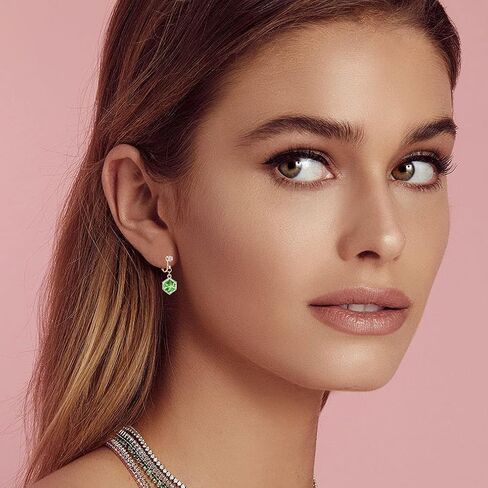 Cube Austrian Crystal Drop Clip On Dangle Earrings for Women Non Pierced 14K Rose Gold Plated Hypoallergenic Jewelry in Kuwait