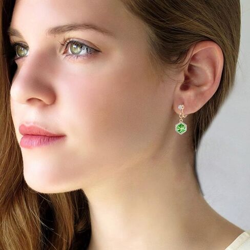 Cube Austrian Crystal Drop Clip On Dangle Earrings for Women Non Pierced 14K Rose Gold Plated Hypoallergenic Jewelry in Kuwait