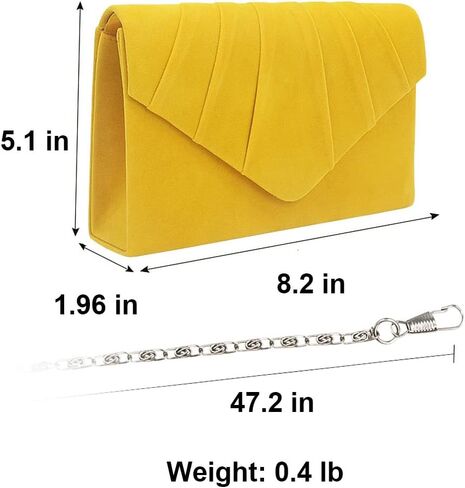 Women's Evening Bag Pleated Envelope Clutch Handbag Velvet Purse Wedding Party Bridal Shoulder Bag in Kuwait
