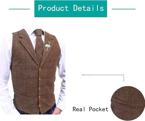 Men's Vest Soft Jacket Herringbone plaid Business Waistcoat for Gentleman Best Man Wedding Vest in Saudi Arabia
