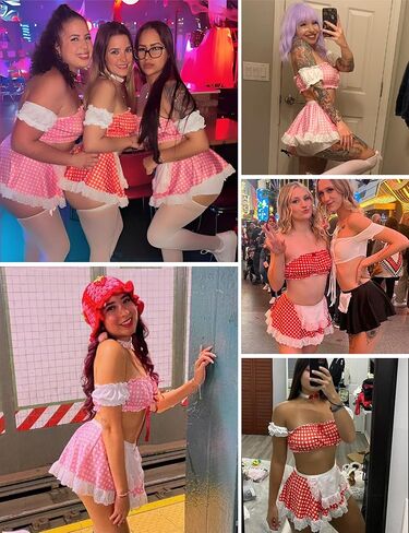 مجموعة الملابس الداخلية Genhoo Maid للنساء 6 قطع ملابس داخلية تنكري للخادمة، ملابس لعب الأدوار، ملابس داخلية، تنورة صغيرة للحفلات in Kuwait