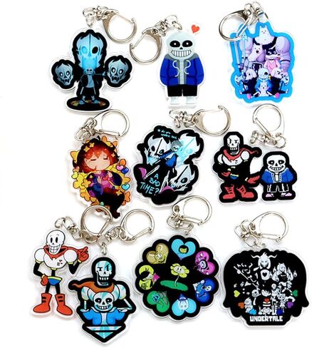 Zuhecon 10 PCS Anime characters Sans Keychain Cute Anime Cartoon multiregional Keychains in Saudi Arabia