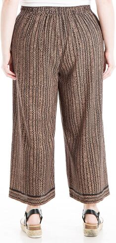 Max Studio Women's Plus Size Wide Leg Pant with Pockets, Black/Cognac Sonic Lines in Saudi Arabia