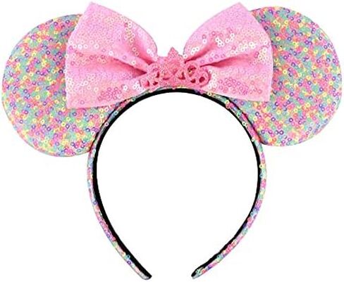 Colorful sequins Bowknot Headband Cute Mouse Ears Headband for Travel Party Festivals (Blue) in Saudi Arabia