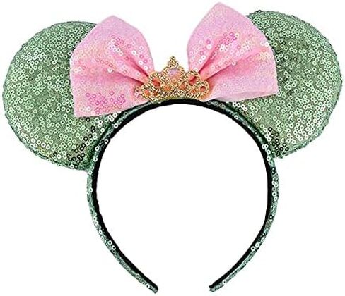 Colorful sequins Bowknot Headband Cute Mouse Ears Headband for Travel Party Festivals (Blue) in Saudi Arabia