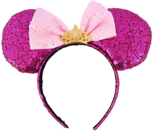 Colorful sequins Bowknot Headband Cute Mouse Ears Headband for Travel Party Festivals (Blue) in Saudi Arabia