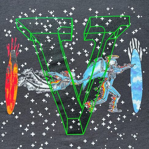 سويت شيرت Arnodefrance للرجال ذو طباعة جرافيك V عتيقة، بلوزات قطنية كبيرة الحجم مغسولة بياقة دائرية in Kuwait