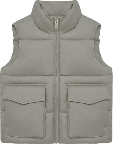 سترة منتفخة للأولاد من Meikulo سترة أطفال بسحاب وياقة واقفة مبطنة بدون أكمام سترات خارجية من 5 إلى 14 سنة in Kuwait