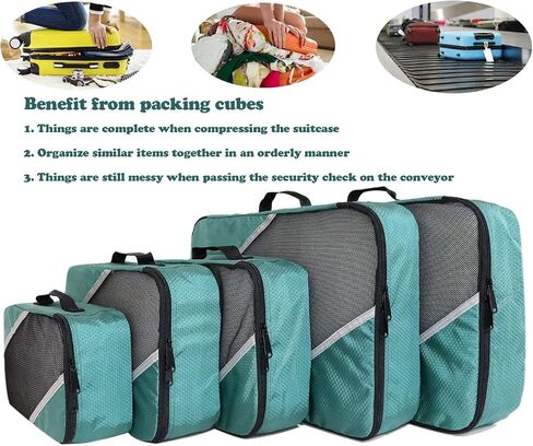 Packing Cubes for Travel 5 Set - Compression Luggage Organizers Bags, 3 Various Sizes in Saudi Arabia