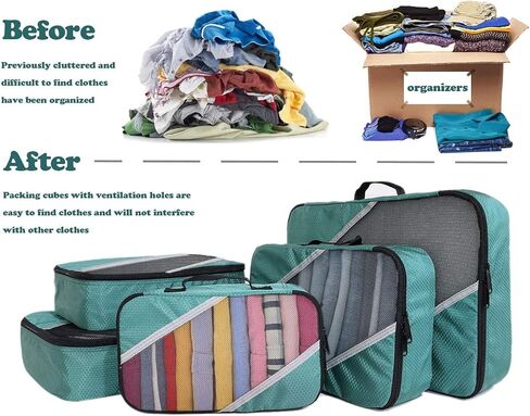 Packing Cubes for Travel 5 Set - Compression Luggage Organizers Bags, 3 Various Sizes in Saudi Arabia