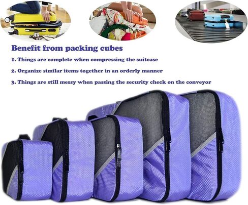 Packing Cubes for Travel 5 Set - Compression Luggage Organizers Bags, 3 Various Sizes in Saudi Arabia