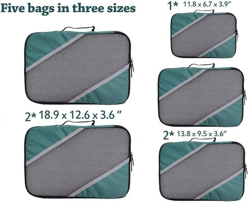 Packing Cubes for Travel 5 Set - Compression Luggage Organizers Bags, 3 Various Sizes in Saudi Arabia
