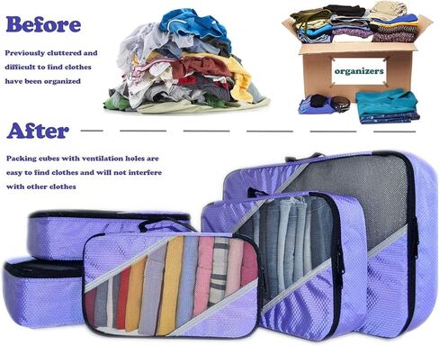 Packing Cubes for Travel 5 Set - Compression Luggage Organizers Bags, 3 Various Sizes in Saudi Arabia